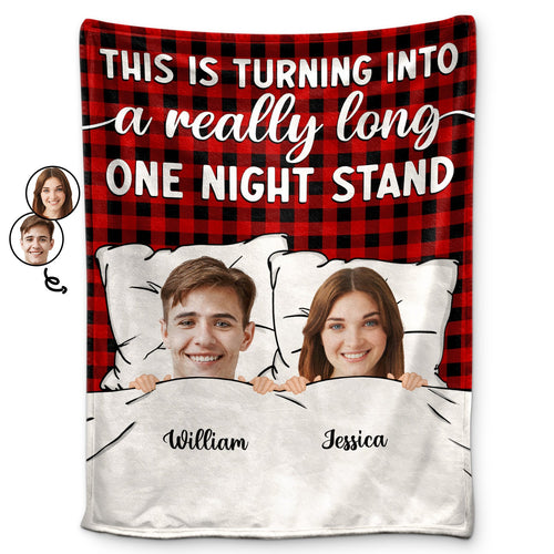 Custom Photo Long One Night Stand - Gift For Couples - Personalized Fleece Blanket