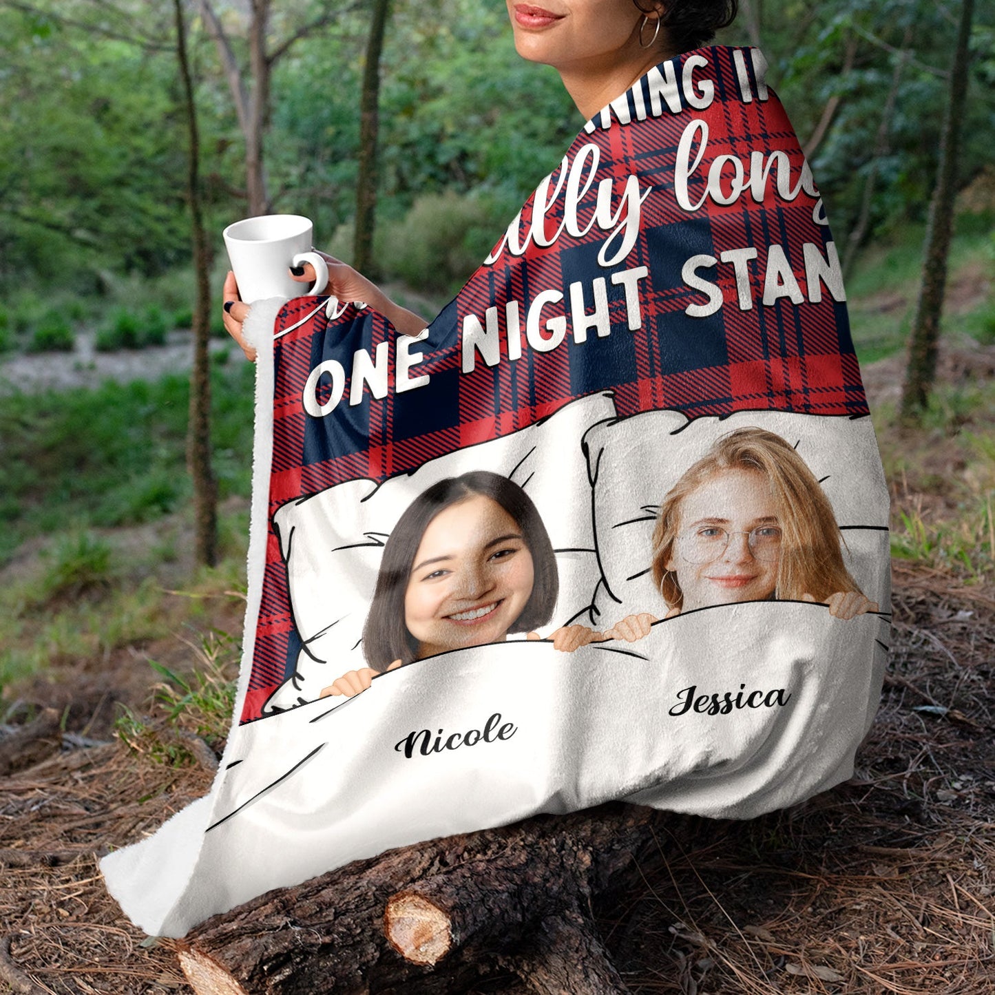 Custom Photo Long One Night Stand - Gift For Couples - Personalized Fleece Blanket