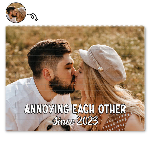 Custom Photo Annoying Each Other Since - Gift For Couple - Personalized Horizontal Rectangle Building Brick Blocks