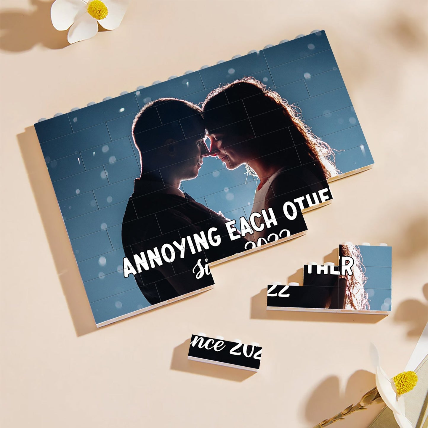 Custom Photo Annoying Each Other Since - Gift For Couple - Personalized Horizontal Rectangle Building Brick Blocks