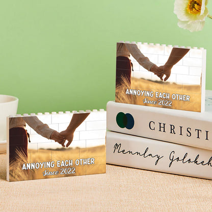 Custom Photo Annoying Each Other Since - Gift For Couple - Personalized Horizontal Rectangle Building Brick Blocks