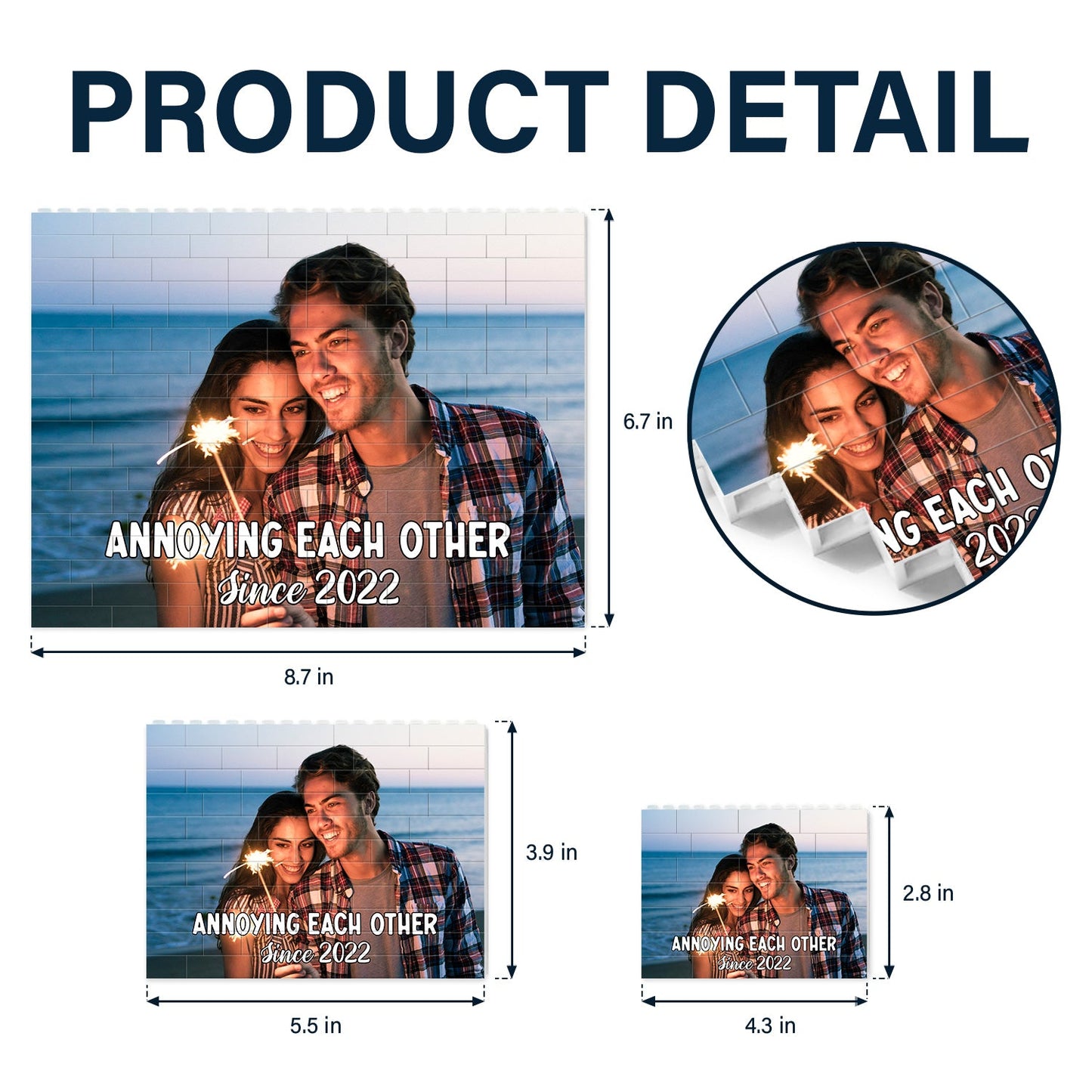 Custom Photo Annoying Each Other Since - Gift For Couple - Personalized Horizontal Rectangle Building Brick Blocks