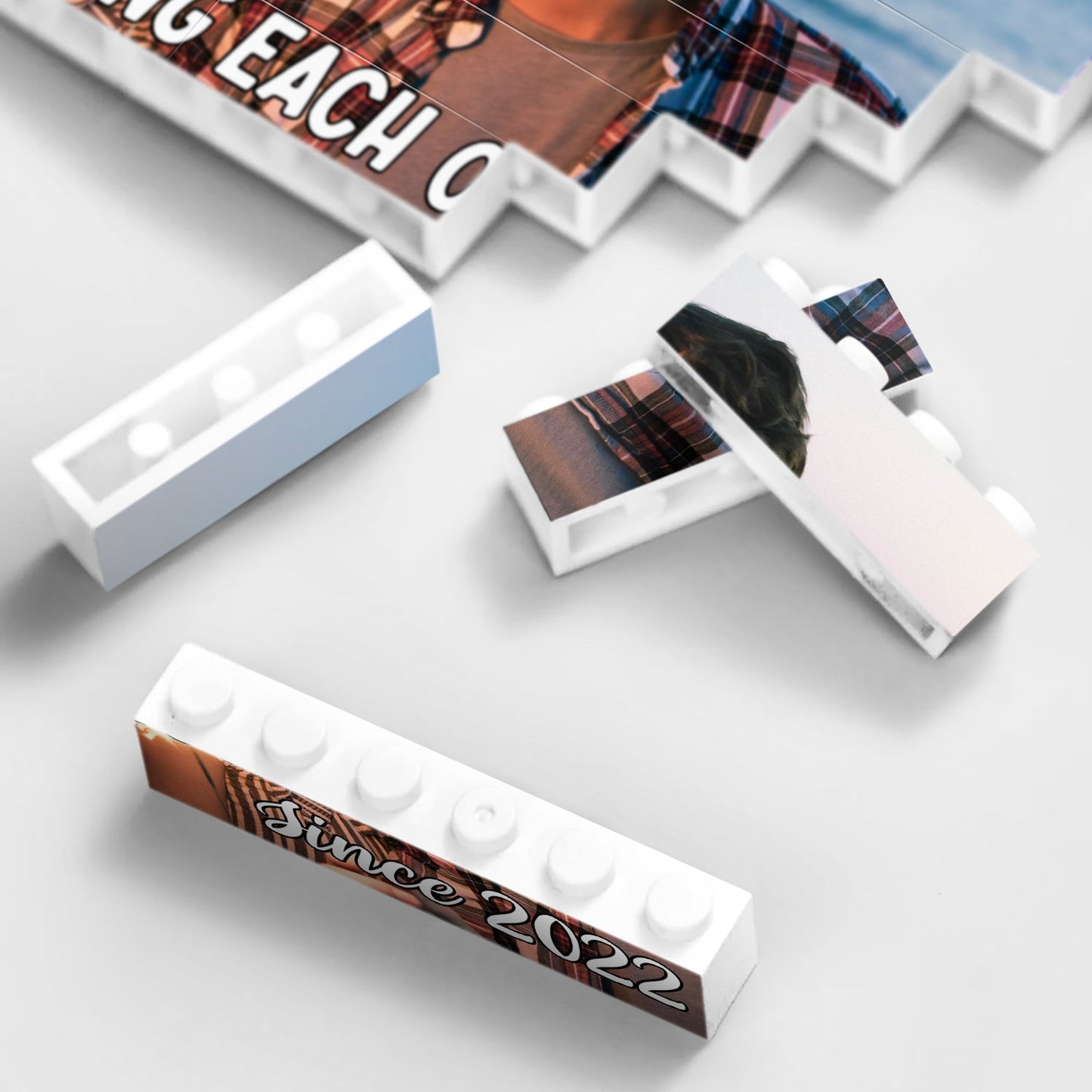 Custom Photo Annoying Each Other Since - Gift For Couple - Personalized Horizontal Rectangle Building Brick Blocks