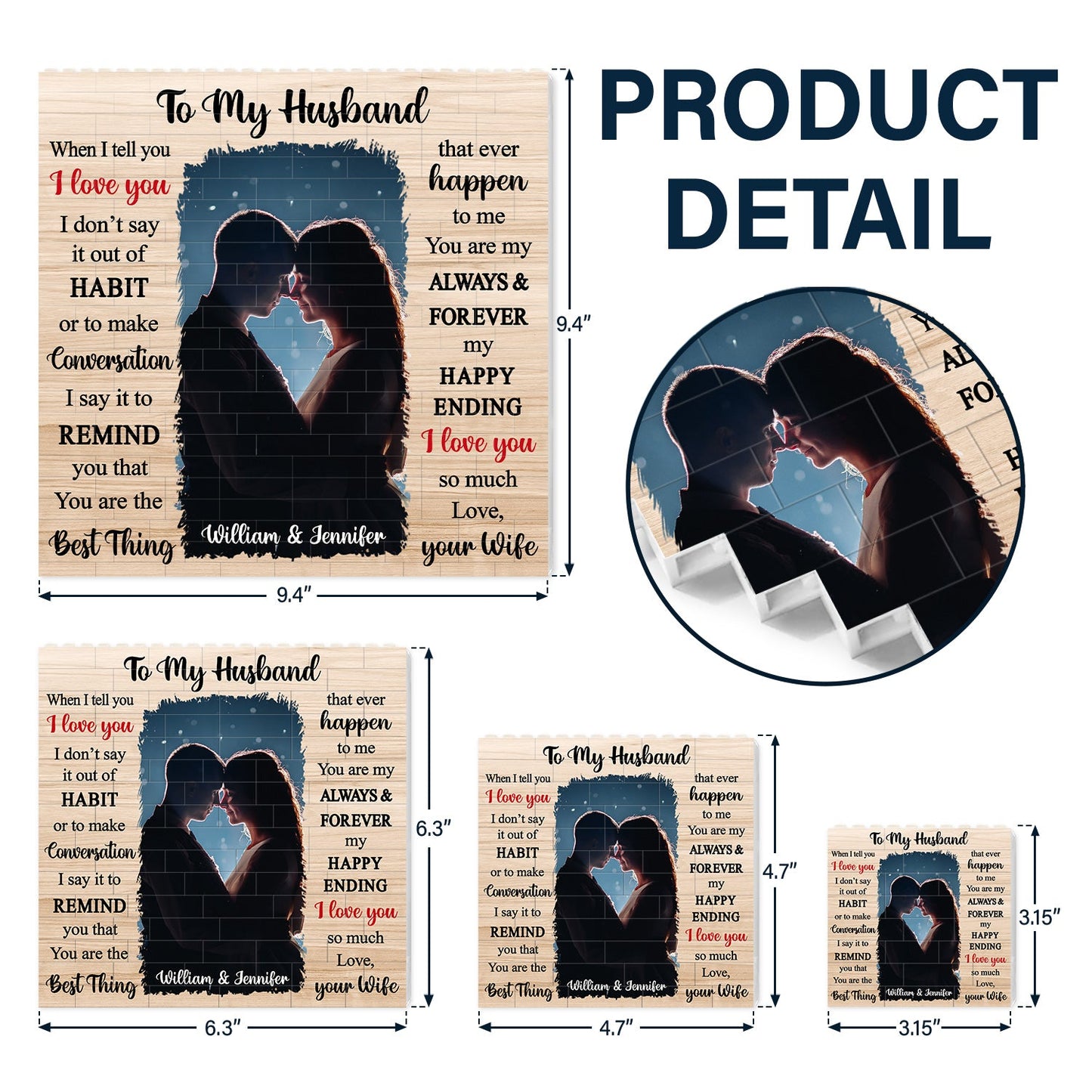 Custom Photo To My Wife - Gift For Couples - Personalized Square Shaped Building Brick Blocks