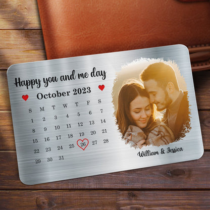 Custom Photo Couple It's You And Me Day - Gift For Couples - Personalized Aluminum Wallet Card