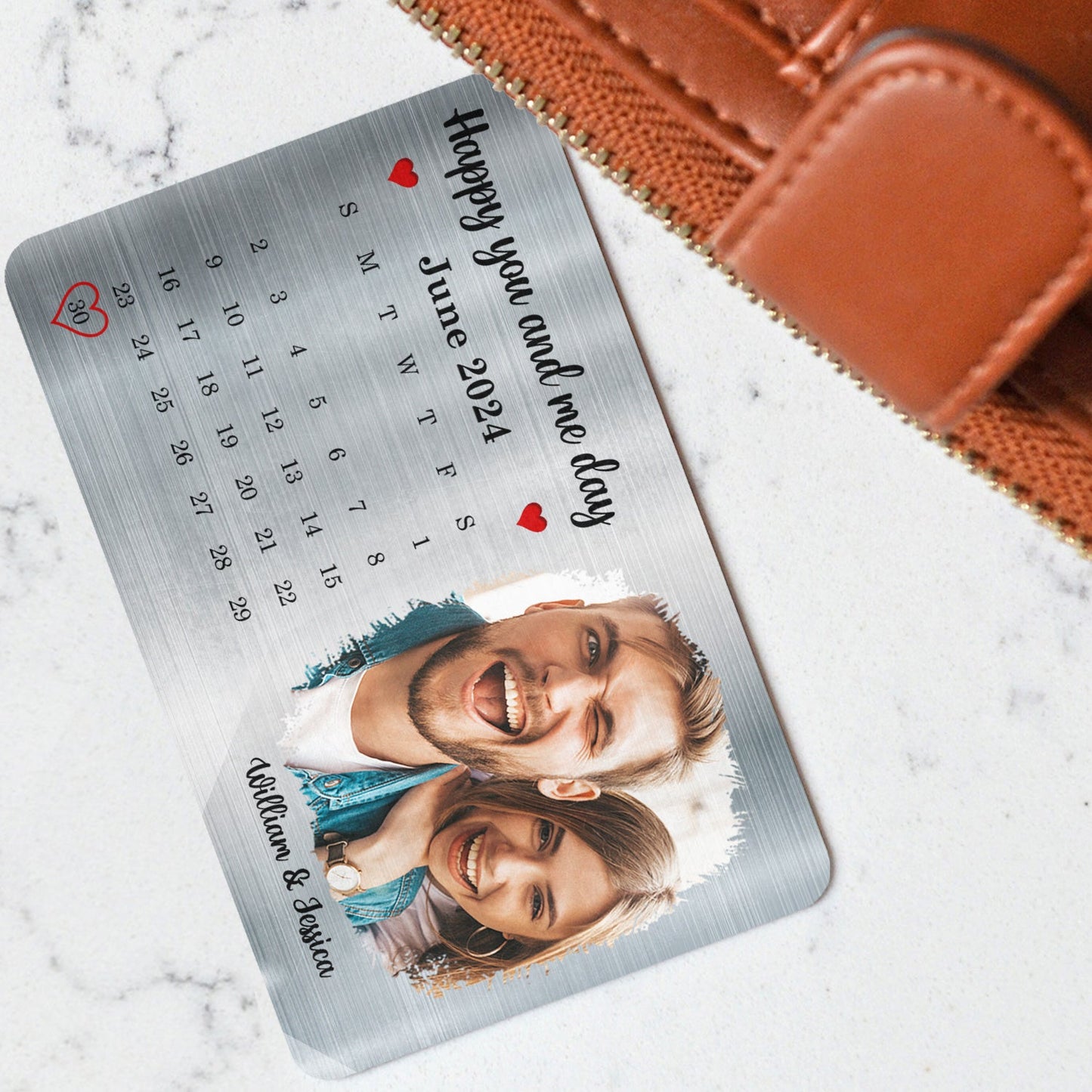 Custom Photo Couple It's You And Me Day - Gift For Couples - Personalized Aluminum Wallet Card