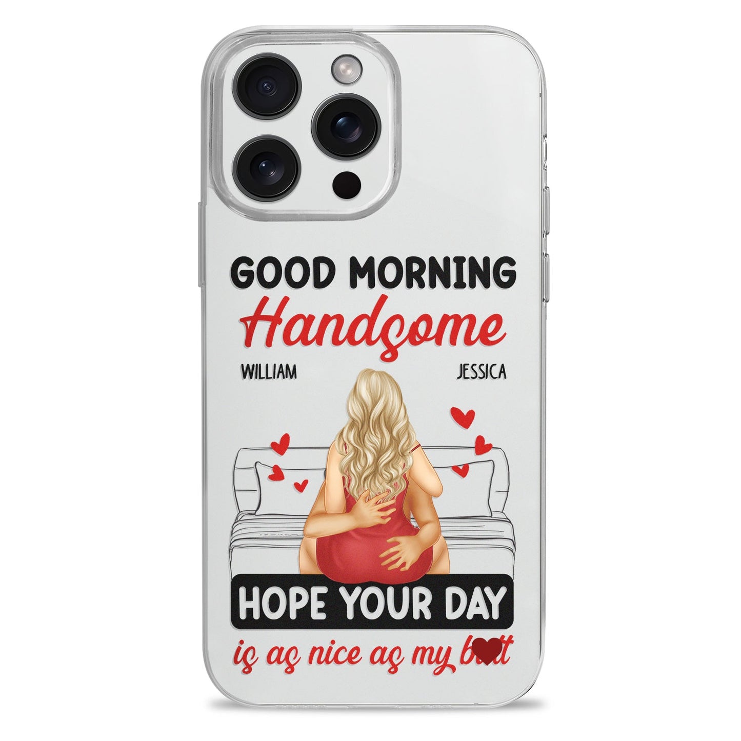 Couple Dear Handsome - Gift For Couples - Personalized Clear Phone Case