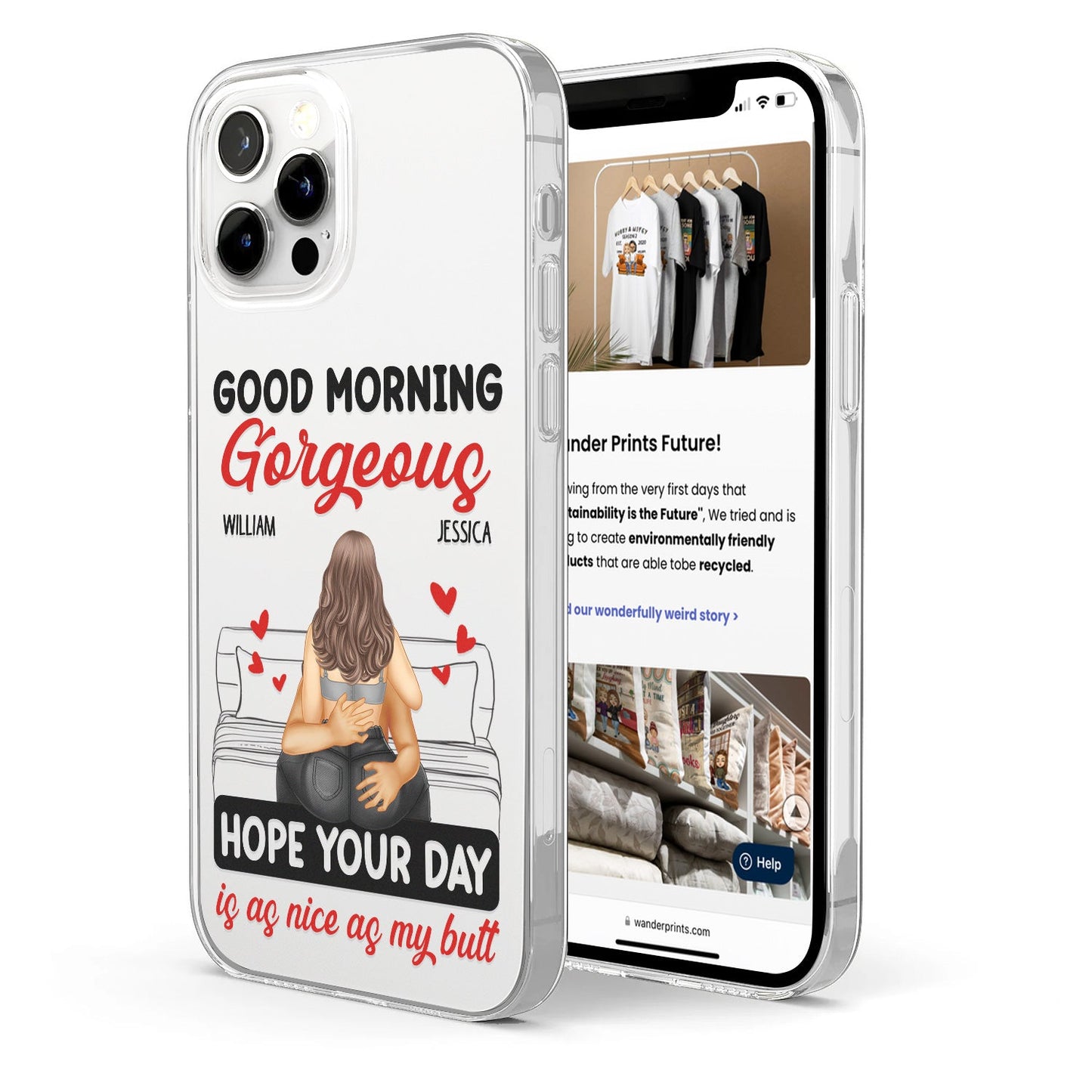 Couple Dear Handsome - Gift For Couples - Personalized Clear Phone Case