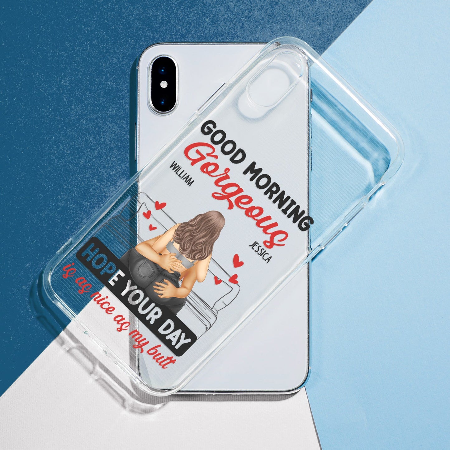 Couple Dear Handsome - Gift For Couples - Personalized Clear Phone Case