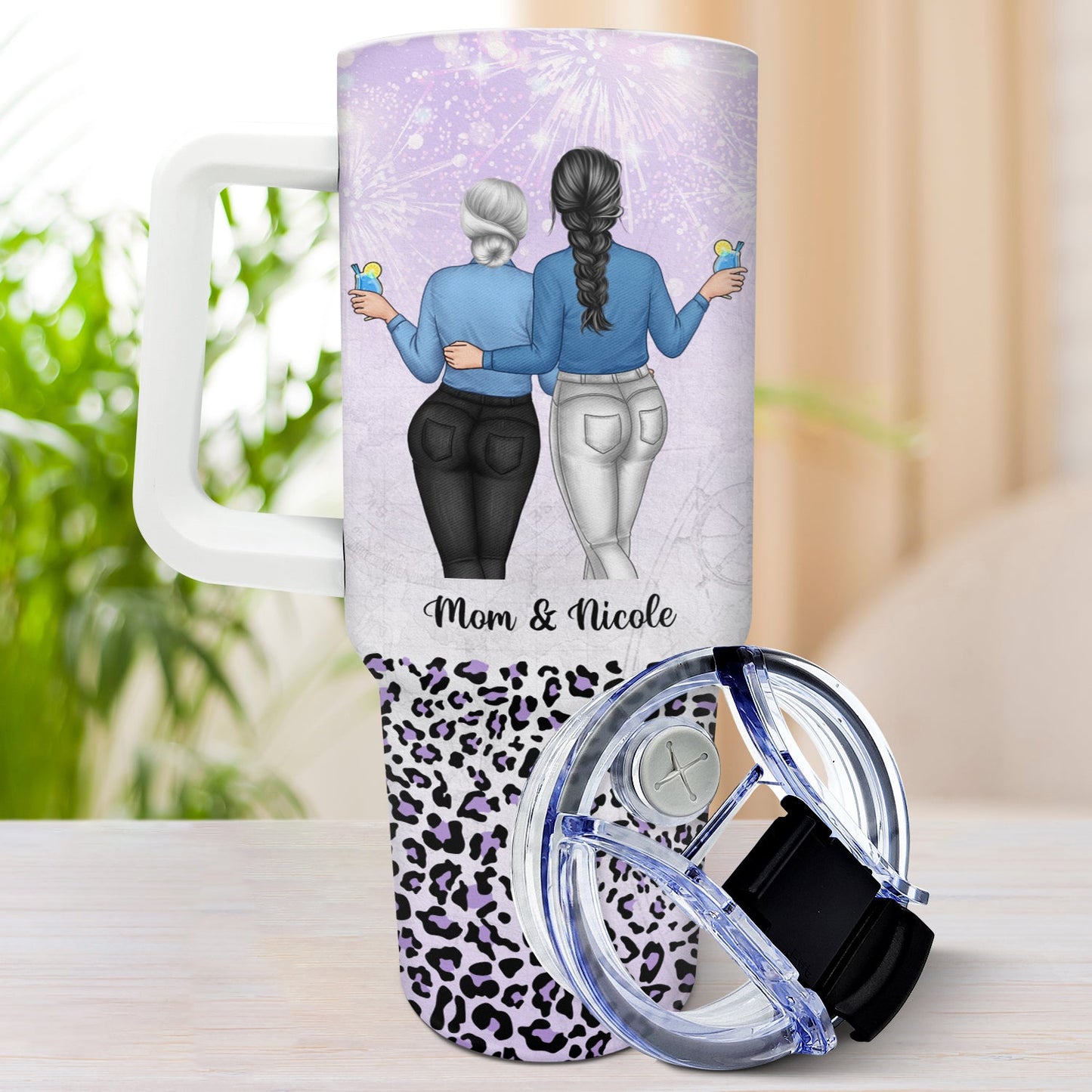 Side By Side - Gift For Mother - Personalized 40oz Tumbler With Straw