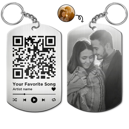 Custom Photo Couple Favorite Song - Gift For Couples - Personalized Aluminum Keychain