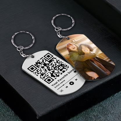 Custom Photo Couple Favorite Song - Gift For Couples - Personalized Aluminum Keychain