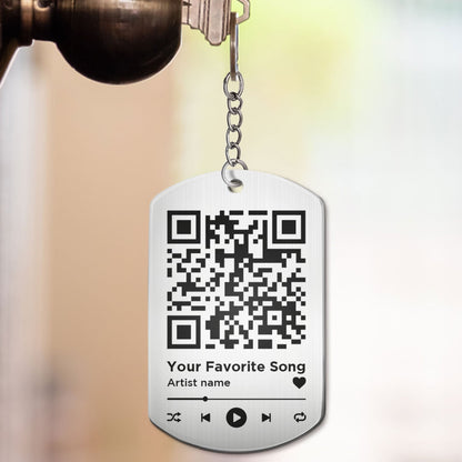 Custom Photo Couple Favorite Song - Gift For Couples - Personalized Aluminum Keychain