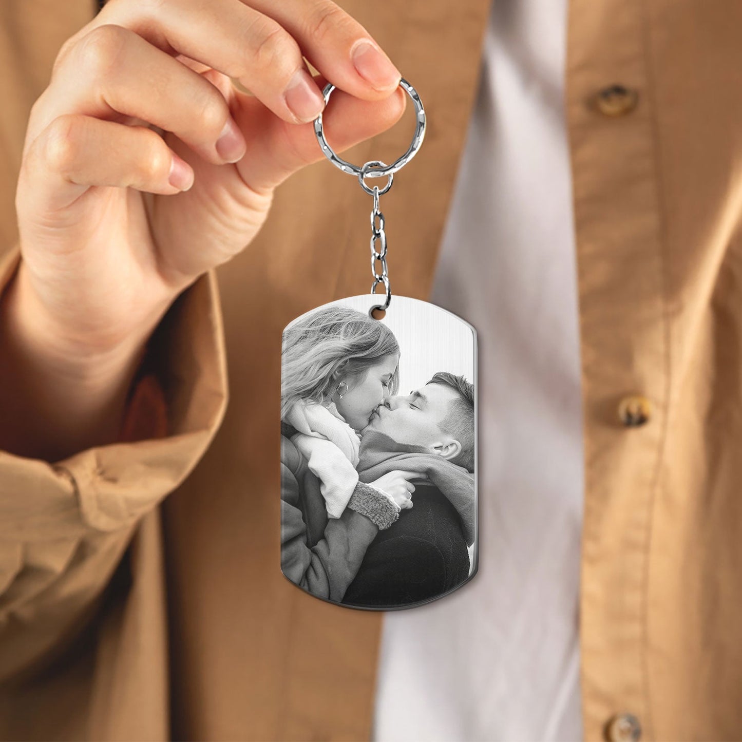 Custom Photo Couple Favorite Song - Gift For Couples - Personalized Aluminum Keychain