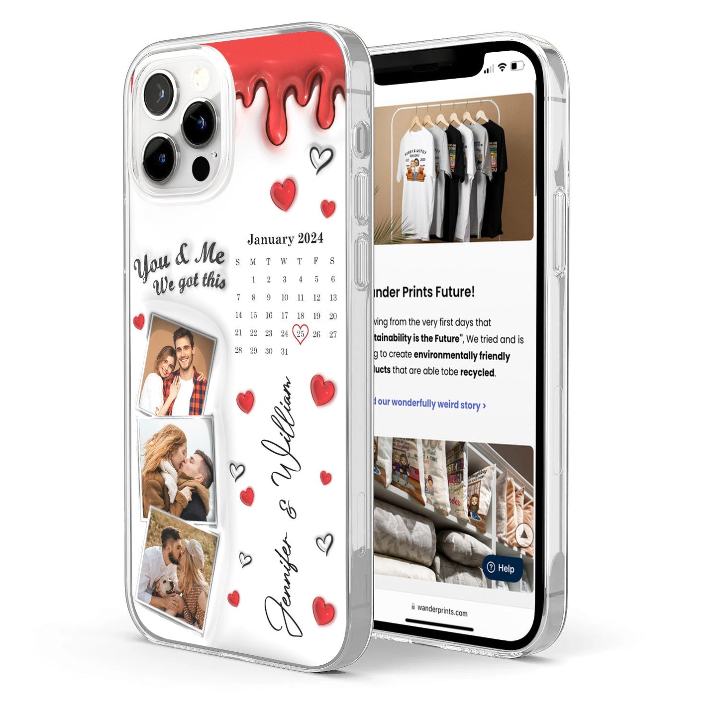 Custom Photo Calendar The Day Our Journey Began - Gift For Couples - 3D Inflated Effect Printed, Personalized Clear Phone Case