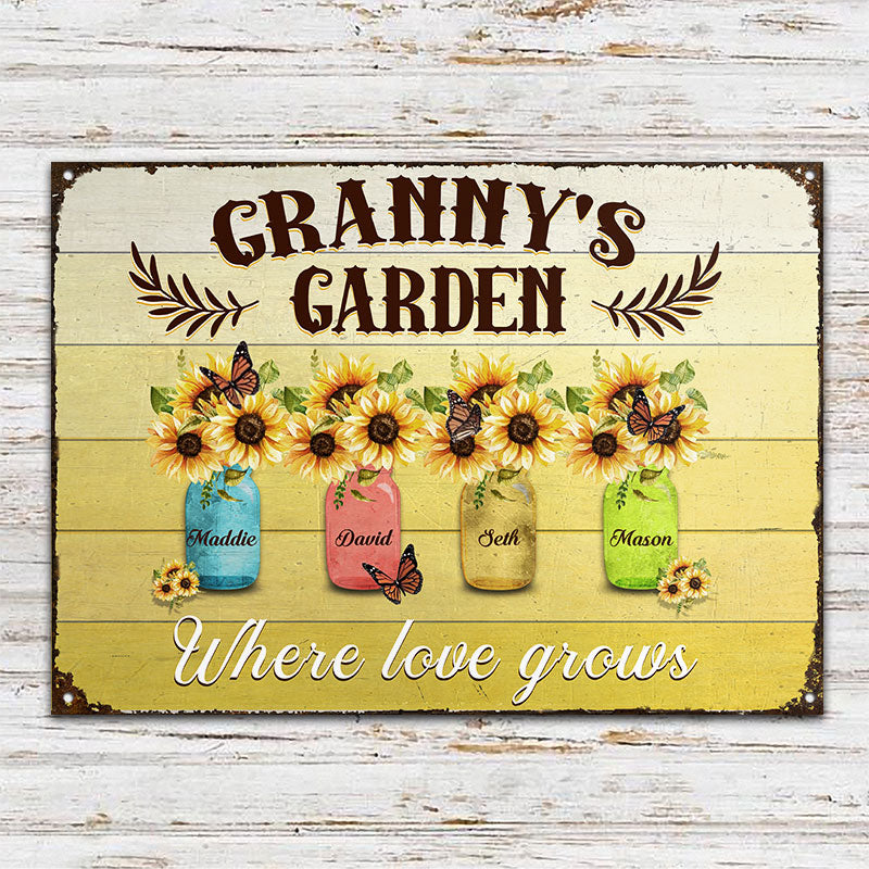 Granny's Garden Where Love Grows - Personalized Custom Classic Metal Signs