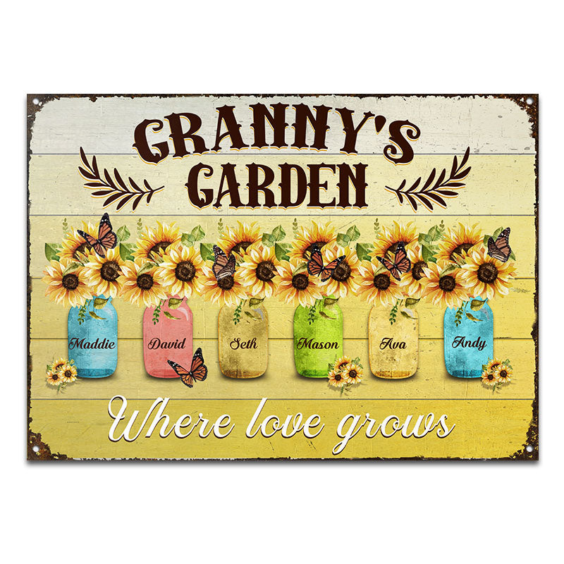 Granny's Garden Where Love Grows - Personalized Custom Classic Metal Signs