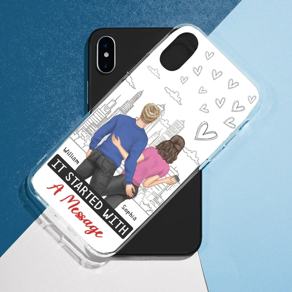 Started With A Message Couples - Personalized Clear Phone Case