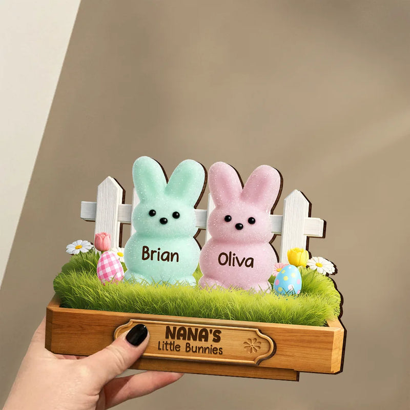 Grandma's Little Bunnies 3D Inflated Effect Printed - Personalized Custom Shaped Wooden Plaque