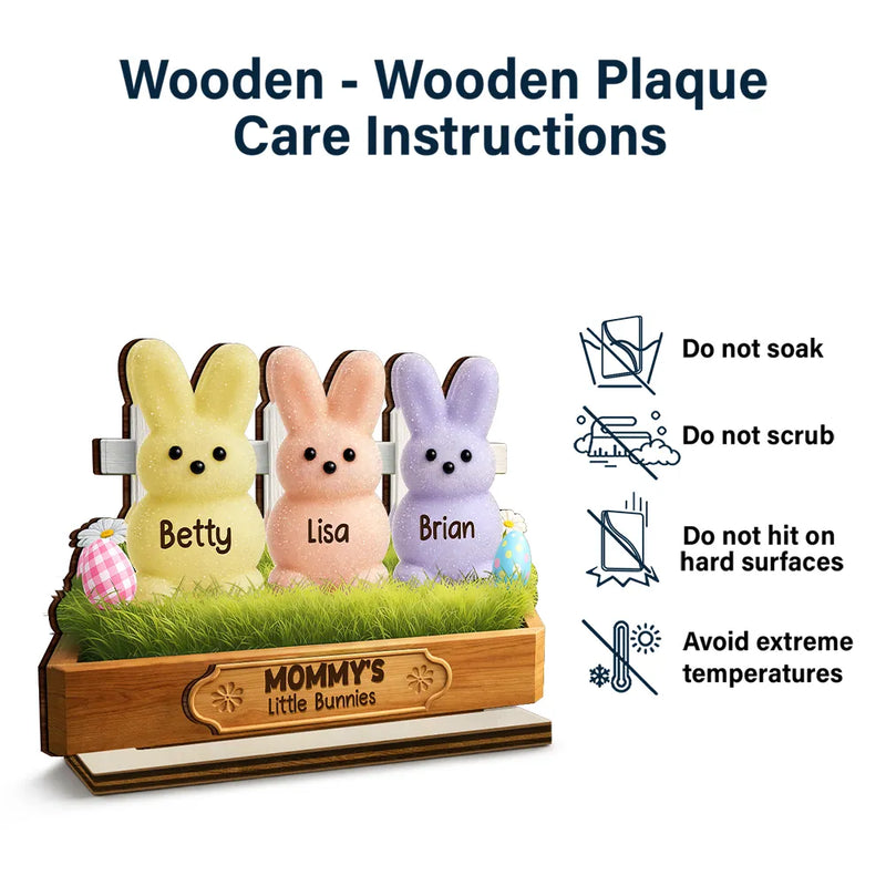 Grandma's Little Bunnies 3D Inflated Effect Printed - Personalized Custom Shaped Wooden Plaque