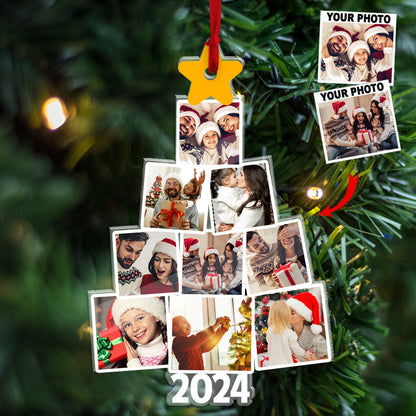 Personalized Photo Family Tree Christmas Acrylic Ornament, Custom Family Christmas Ornament 2024