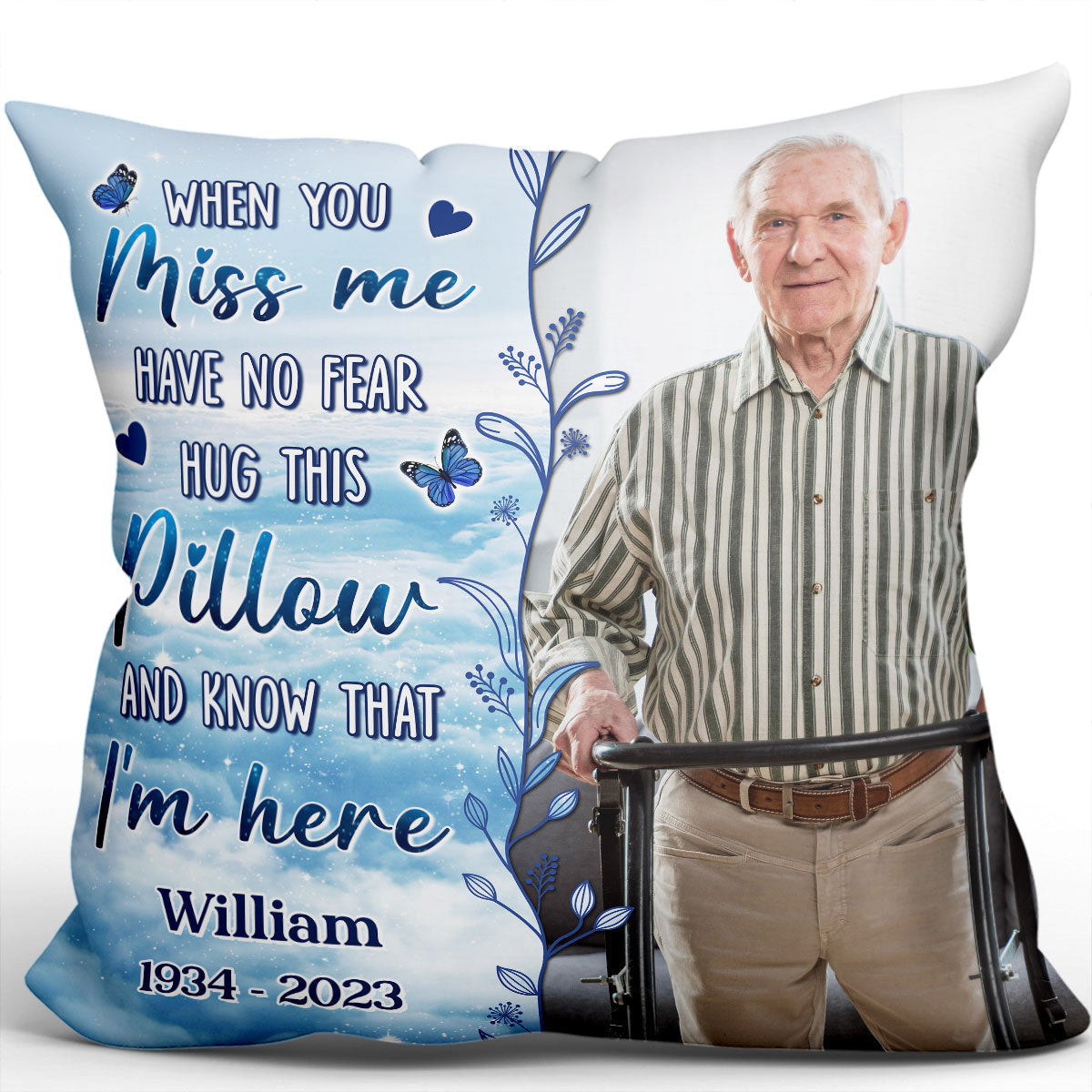 When You Miss Me Hug This Pillow Photo Inserted Sky Cloud Personalized Pillow