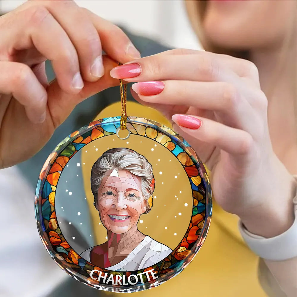 Custom Photo Portrait Dog Cat Family Christmas - Personalized Circle Glass Ornament