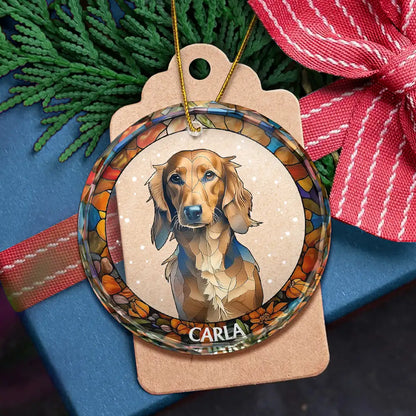 Custom Photo Portrait Dog Cat Family Christmas - Personalized Circle Acrylic Ornament