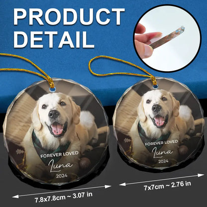 Custom Photo Forever Loved Memorial Dog Cat Pet - Personalized Glass Ornament