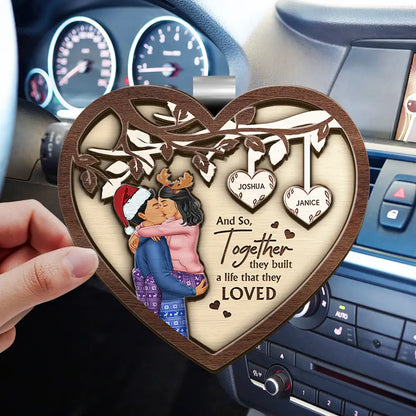 And So Together They Built A Life They Loved Couples - Personalized Custom Shaped Car Visor Clip
