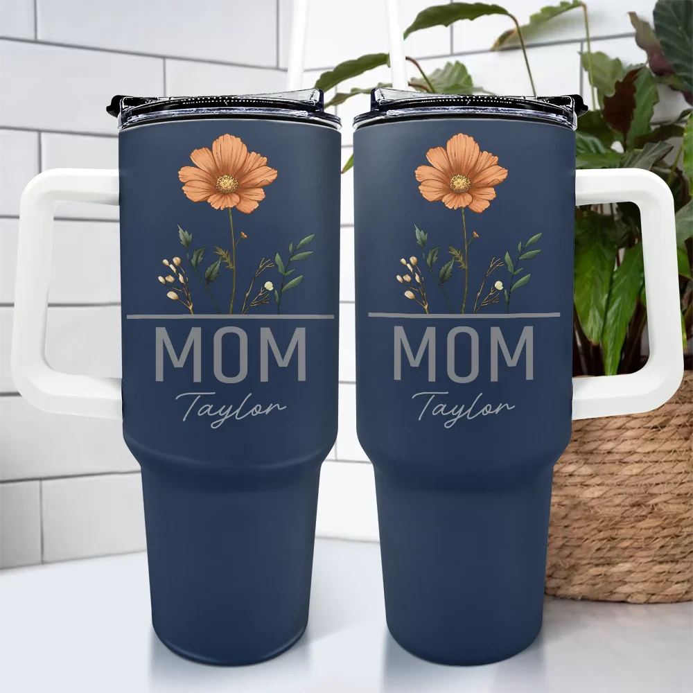 Gift For Mother, Gift For Grandma, Gift For Women, Gift For Yourself - Nana Grandma Mom Birth Flowers - Personalized 40oz Tumbler With Straw