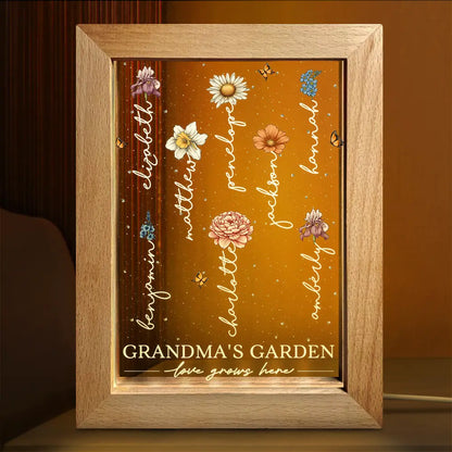 Grandma's Garden Birth Month Flowers - Personalized Frame Lamp