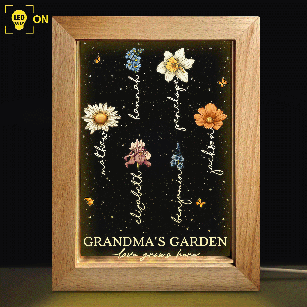 Grandma's Garden Birth Month Flowers - Personalized Frame Lamp