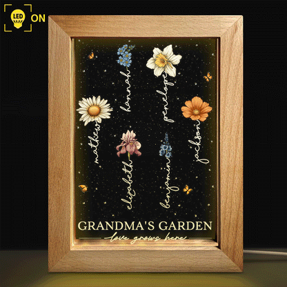 Grandma's Garden Birth Month Flowers - Personalized Frame Lamp