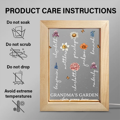 Grandma's Garden Birth Month Flowers - Personalized Frame Lamp