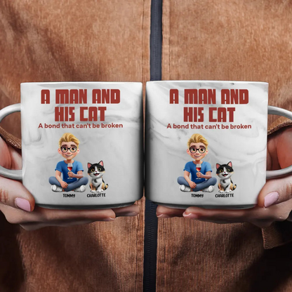 A Bond That Can't Be Broken Cat Mom Cat Dad - Personalized Marble Mug