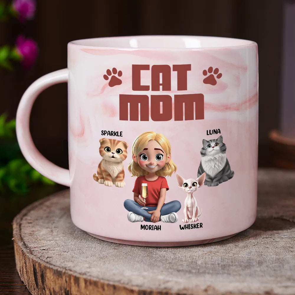 A Bond That Can't Be Broken Cat Mom Cat Dad - Personalized Marble Mug