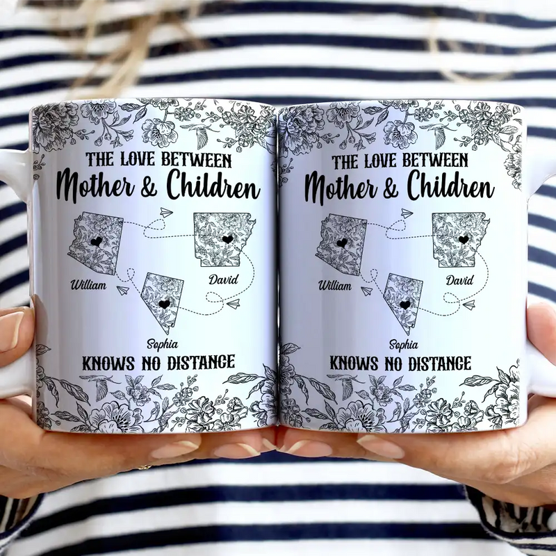 The Love Between Mother & Daughter Knows No Distance Toile - Personalized White Edge-to-Edge Mug