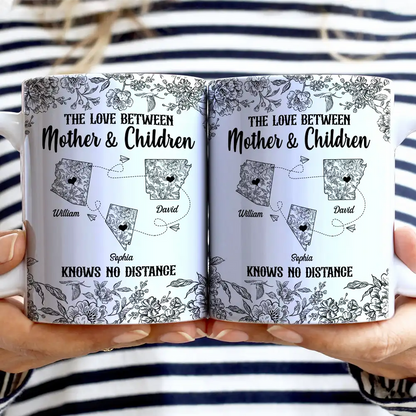 The Love Between Mother & Daughter Knows No Distance Toile - Personalized White Edge-to-Edge Mug