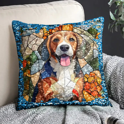 Custom Photo Glass Portrait Mom Grandma Parents Family - Personalized Sequin Pillow, Mermaid Sequin Cushion Magic Reversible Throw Pillow