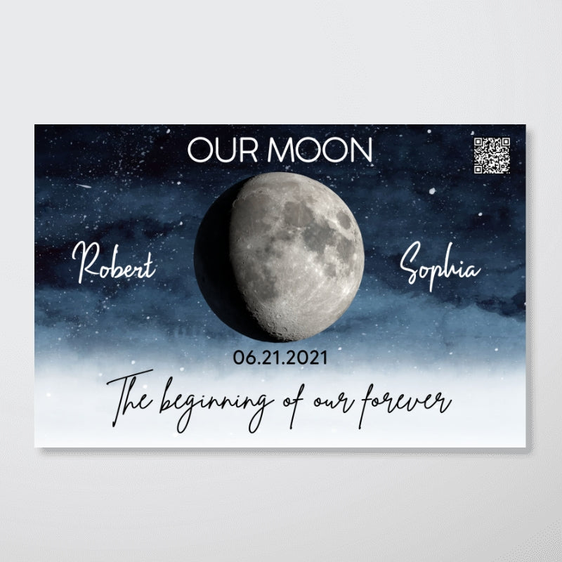 Starry Night Love Story Couple Custom Moon Phase Anniversary Date Personalized Poster, Anniversary Gift, Wedding Gift For Couple