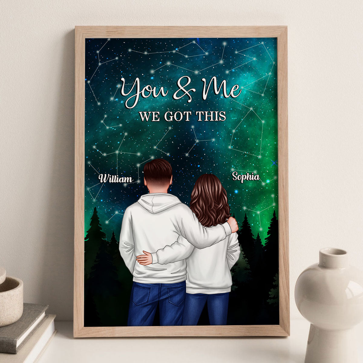 Under The Stars Couple Personalized Poster, Personalized Gift For Couples On Valentine's Day, Anniversary Special Occasion