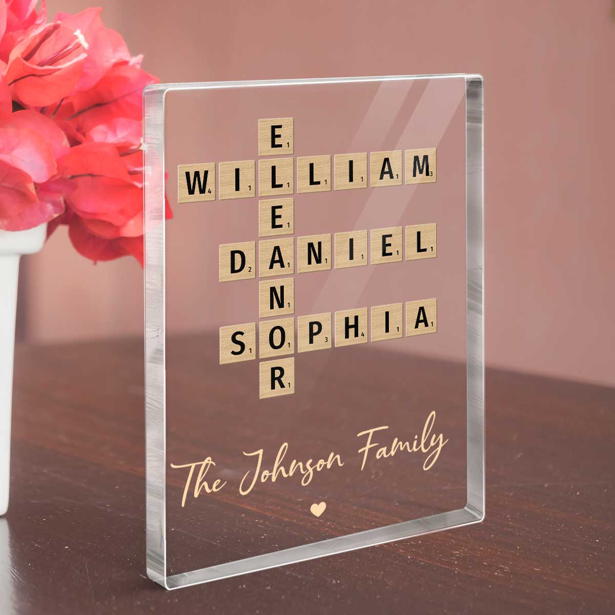 Family Crossword Art Created In A Moment, Treasured Forever Personalized Acrylic Block Plaque