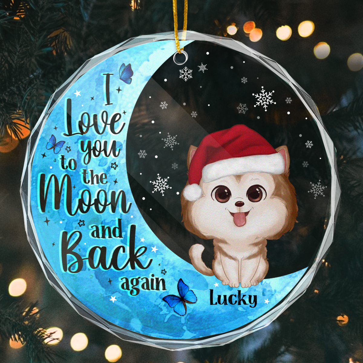 Love You To The Moon And Back Pet Lovers - Personalized Acrylic Ornament - Gift For Dog Lovers