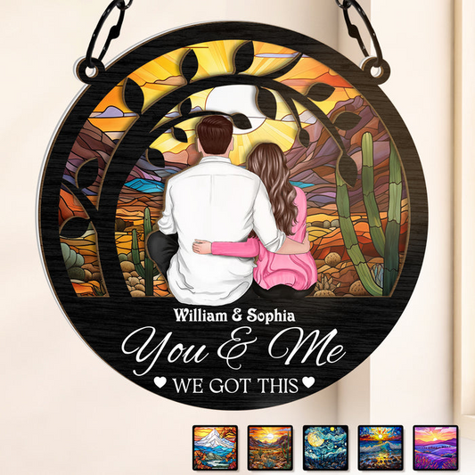 From First Kiss Till Our Last Breath- Customized Personalized Window Suncatcher Ornament - Gift For Couple Husband Wife