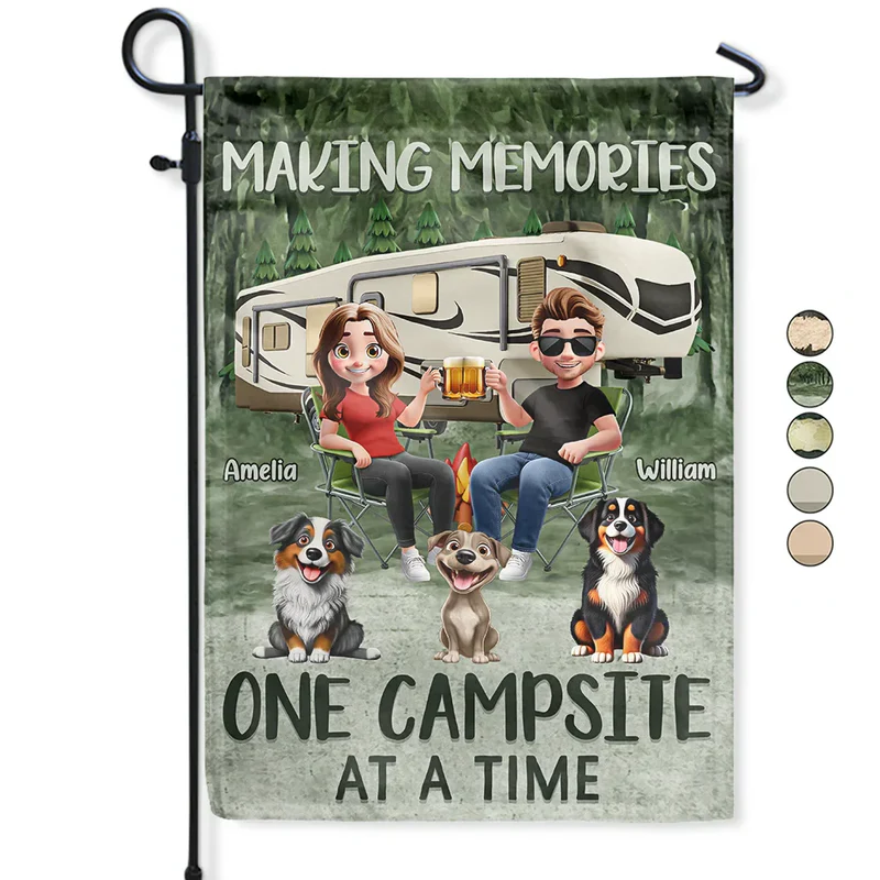 Making Memories One Campsite At A Time Dog - Personalized Flag