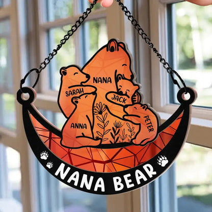 Mama Bear We Love You To The Moon & Back - Personalized Window Hanging Suncatcher Ornament Hanging Suncatcher Ornament The Next Custom Gift