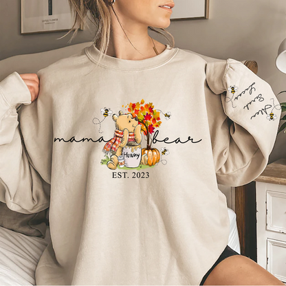 Custom Grandma Bear Autumn With Grandkids Sweatshirt