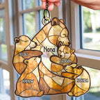 Mama Bear Stained Glass Effect - Personalized Window Hanging Suncatcher Ornament