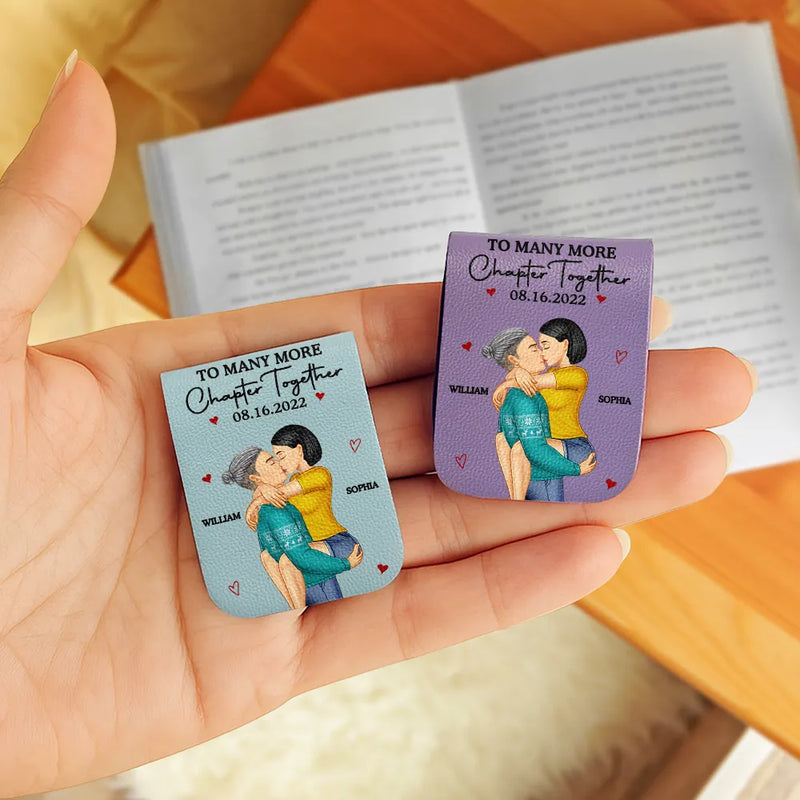 Many More Chapter Together Anniversary Couple, 3rd Anniversary - Personalized Leather Magnetic Bookmark